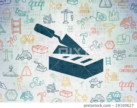 Construction concept: Brick Wall on Digital Data Construction concept: Brick Wall on Digital Data 29100627