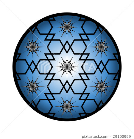 Blue series, Japanese pattern, Hexagon, petal, star, Hokusai Sakura Wari cherry blossom motif Arrange illustration 29100999