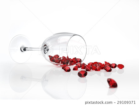 Glass felt down, with many red diamonds came out of it, instead of the wine. Glass felt down, with many red diamonds came out of it, instead of the wine. 29109371