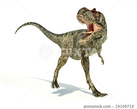 Albertosaurus Dinosaur, photorealistic representation, dynamic posture. 29109718