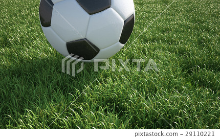 Soccer ball close up on grass lawn. - Stock Illustration [29110221] - PIXTA