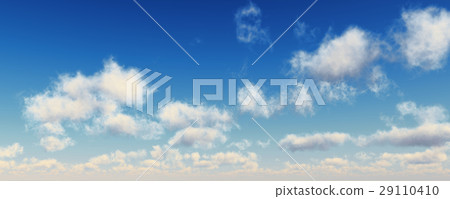 Blue sky with fluffy white clouds. Wide format. Blue sky with fluffy white clouds. Wide format. 29110410