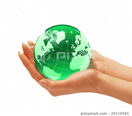 Woman's hands holding the earth globe. Woman's hands holding the earth globe. 29110565