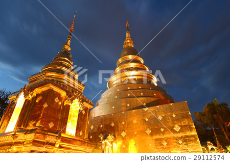 Group of Chedi, Stupa at Wat Phra Singh, Thailand. Group of Chedi, Stupa at Wat Phra Singh, Thailand. 29112574