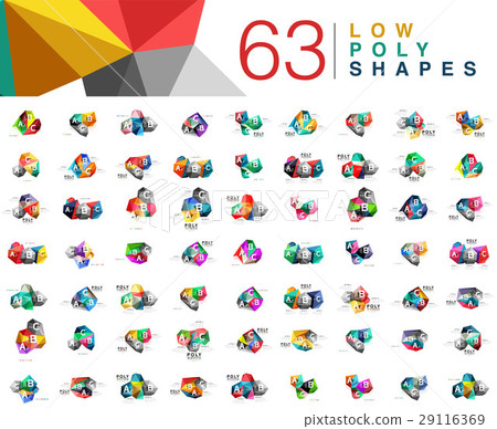 Mega collection of 63 triangle low poly design 29116369