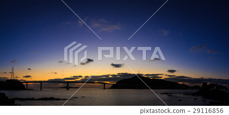 Sunset panorama of the Iyojima Ohashi 29116856