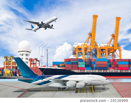 Freight cargo plane in port for logistic concept 29116999