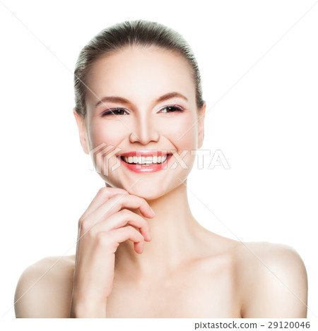 Smiling Spa Model Woman with Healthy Skin Isolated 29120046