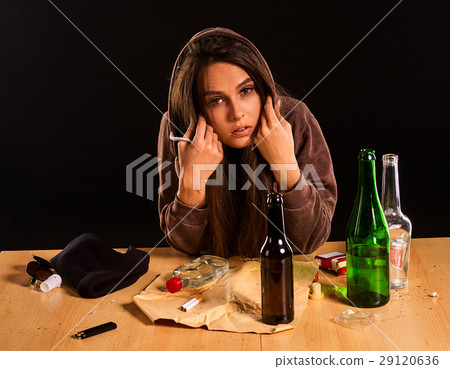 Woman alcoholism is social problem. Female 29120636