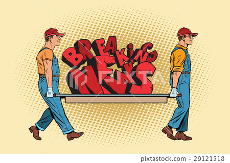 Breaking news workers carry on a stretcher Breaking news workers carry on a stretcher 29121518