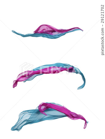 set of multicolored fabric in motion 29121702