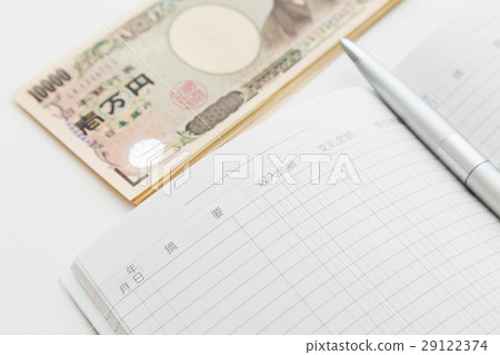 Household account book and money white back 29122374