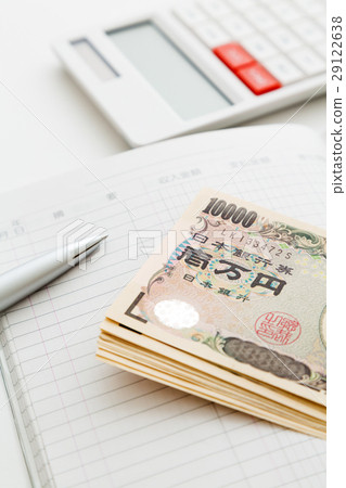 Household account book and money white back 29122638