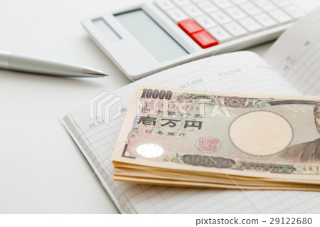 Household account book and money white back 29122680