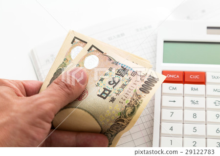 Household account book and money white back Household account book and money white back 29122783