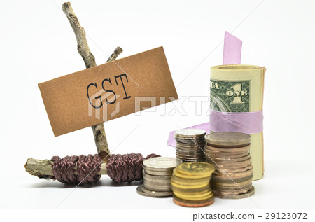 Coins and money with gst label Coins and money with gst label 29123072