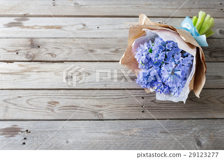blue hyacinth on wooden table and copy-space for 29123277