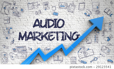 Audio Marketing Drawn on White Brickwall. Audio Marketing Drawn on White Brickwall. 29123541