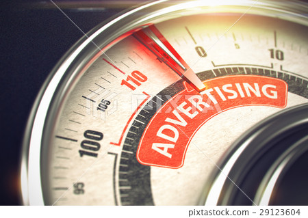 Advertising - Text on Conceptual Dial with Red Advertising - Text on Conceptual Dial with Red 29123604