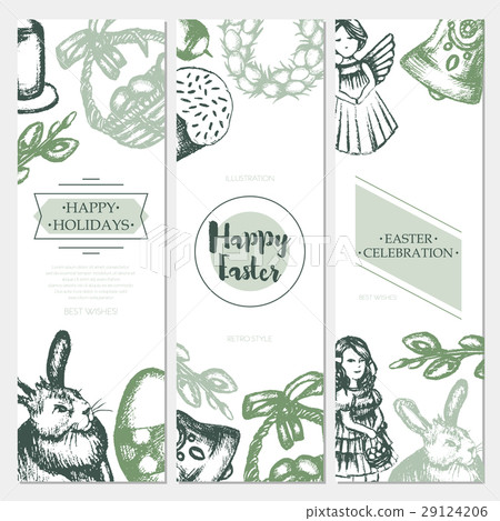 Happy Easter - color hand drawn square template Happy Easter - color hand drawn square template 29124206