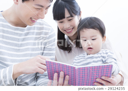 Young family family photos Three people reading 29124235