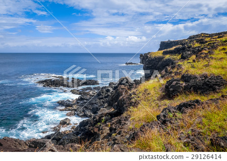 Easter island cliffs and pacific ocean landscape 29126414