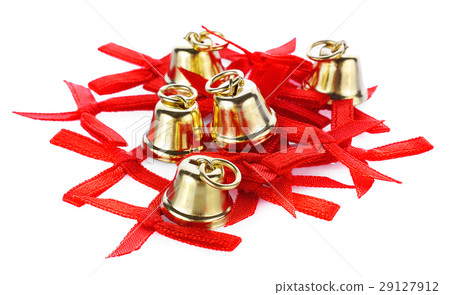 ribbon bow and bell isolate on white background 29127912