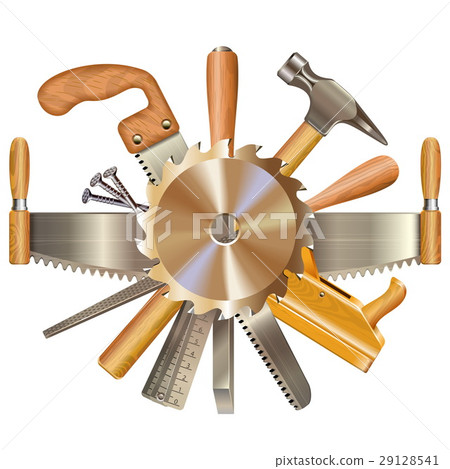 Vector Saw Blade with Retro Tools Vector Saw Blade with Retro Tools 29128541