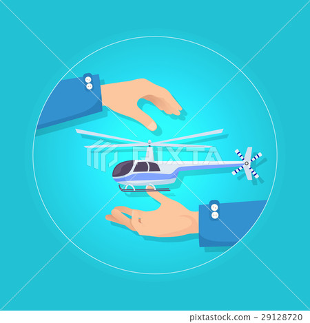 Fast Blue and Gray Helicopter on Blue Background Fast Blue and Gray Helicopter on Blue Background 29128720