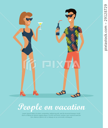 People on Vacation Drinking Cocktails on Rest. 29128729