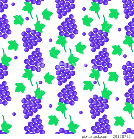 Seamless Pattern with Grapes Bundles and Leaves 29128752