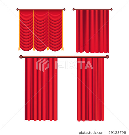 Scarlet Pompous Curtains Collection on White. Scarlet Pompous Curtains Collection on White. 29128796