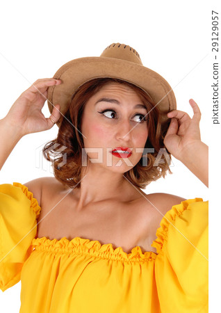 Portrait of woman with cowboy hat. Portrait of woman with cowboy hat. 29129057