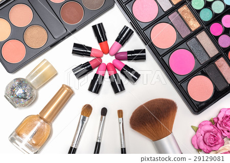 Makeup cosmetics palette and brushes Makeup cosmetics palette and brushes 29129081