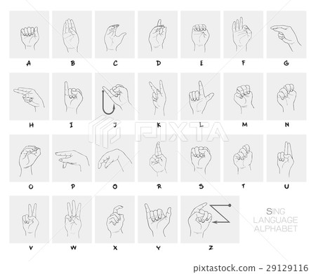 Sketch Set Of Hand Sign Language Alphabet Stock Illustration 29129116 Pixta