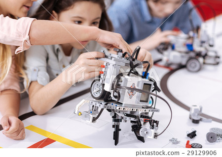 Electronic robot standing in the laboratory Electronic robot standing in the laboratory 29129906