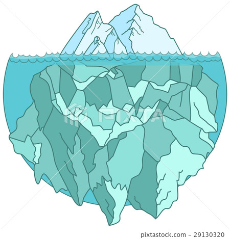 Large iceberg floating in water, cycle shape 29130320