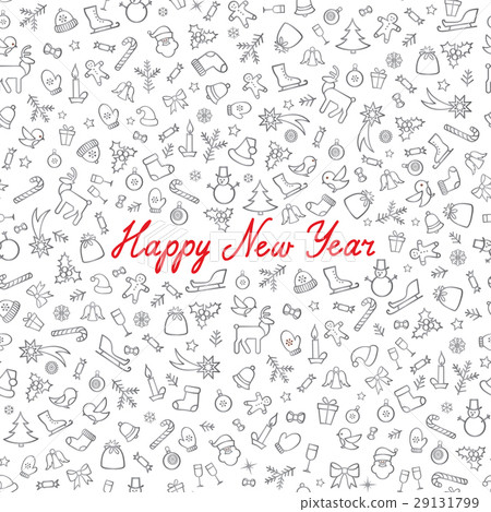 Christmas Icon Pattern. Happy Winter Holiday Card 29131799