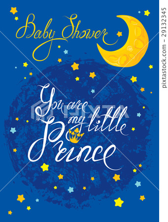 Baby Shower with moon and stars on blue background Baby Shower with moon and stars on blue background 29132345