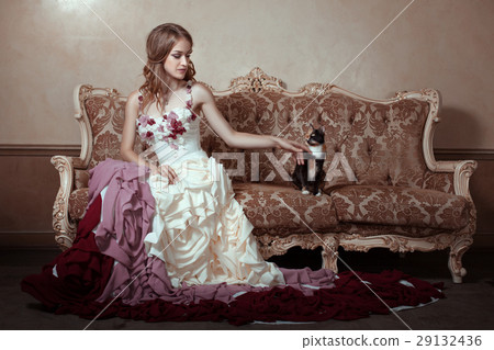 Girl in beautiful dress with a train. 29132436