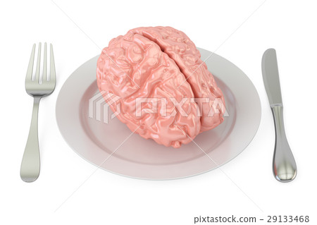 plate with brain, 3D rendering 29133468