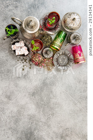 Tea mint leaves traditional turkish delight arabic 29134341