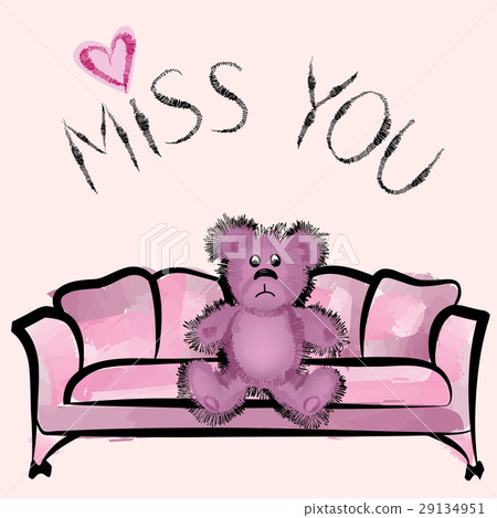 Miss you note with bear. Valentine's day card 29134951