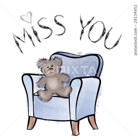Miss you note with bear. Valentine's day card Miss you note with bear. Valentine's day card 29134952