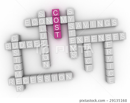 3d image Cost word cloud concept 3d image Cost word cloud concept 29135168