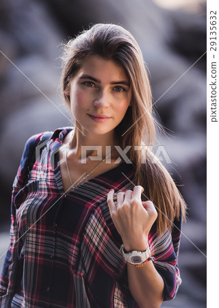 Close-up portrait of a beautiful hipster girl at Close-up portrait of a beautiful hipster girl at 29135632