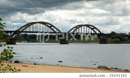 motor bridge and transfiguration church rybinsk 29141163