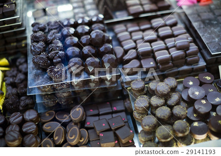 Tea-room display with delicious finest chocolates Tea-room display with delicious finest chocolates 29141193