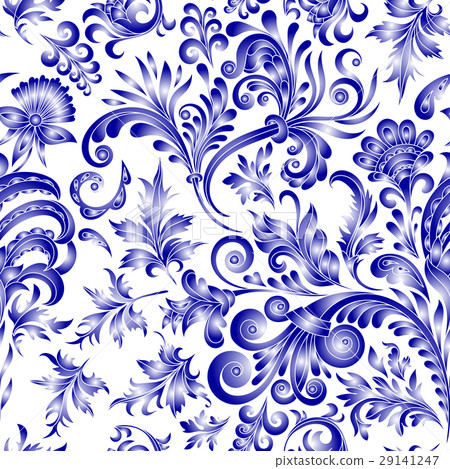 Doodle paisley seamless pattern. Gradient floral 29141247