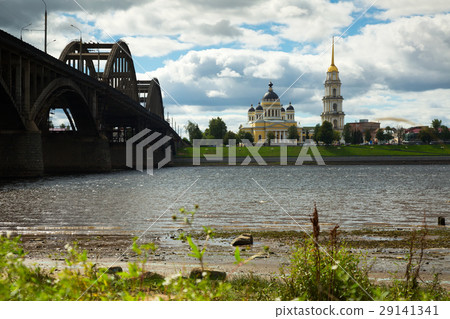 cathedral and motor road bridge rybinsk cathedral and motor road bridge rybinsk 29141341